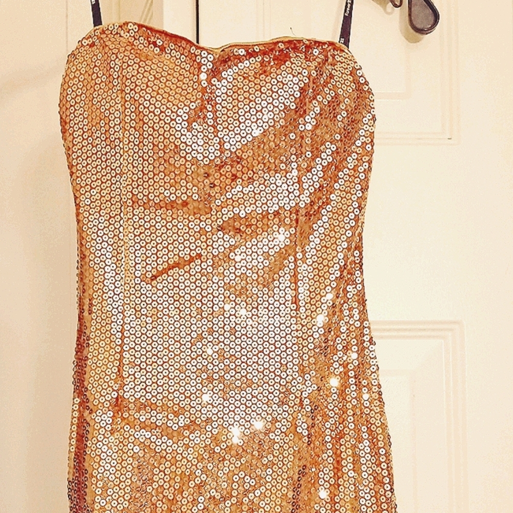 Vintage 2011 Rose Gold Forever 21 sequin mini dres